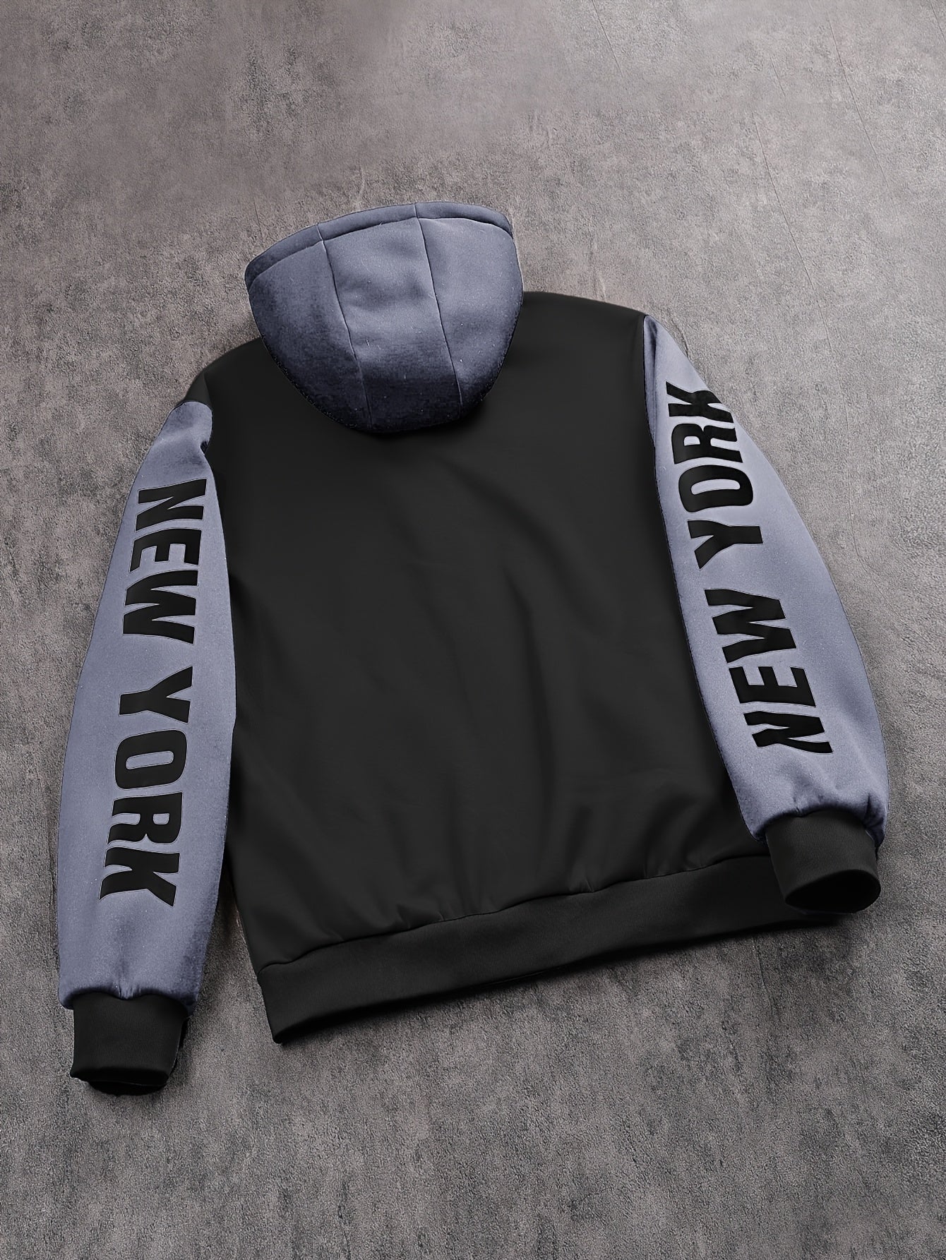 1pc Men'S Casual Knit Fabric Hooded Jacket with Letter Print, Long Sleeve, Snap Closure, Pocket Detail, No Lining - Daily & Casual Wear Baseball Style Hoodie