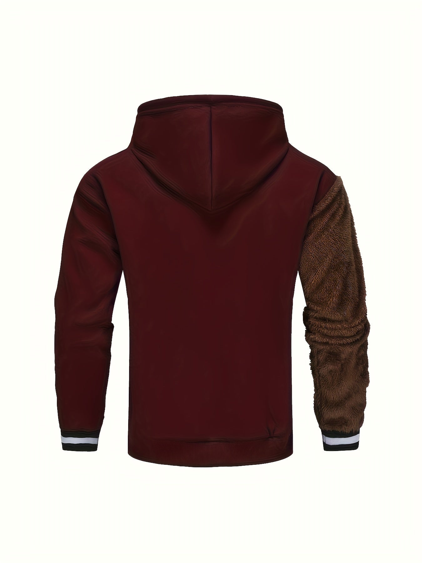 Men's Color Block Bruin Graphic Print Hoodie, Casual Long Sleeve Hooded Sweatshirt For Fall Winter Outdoor