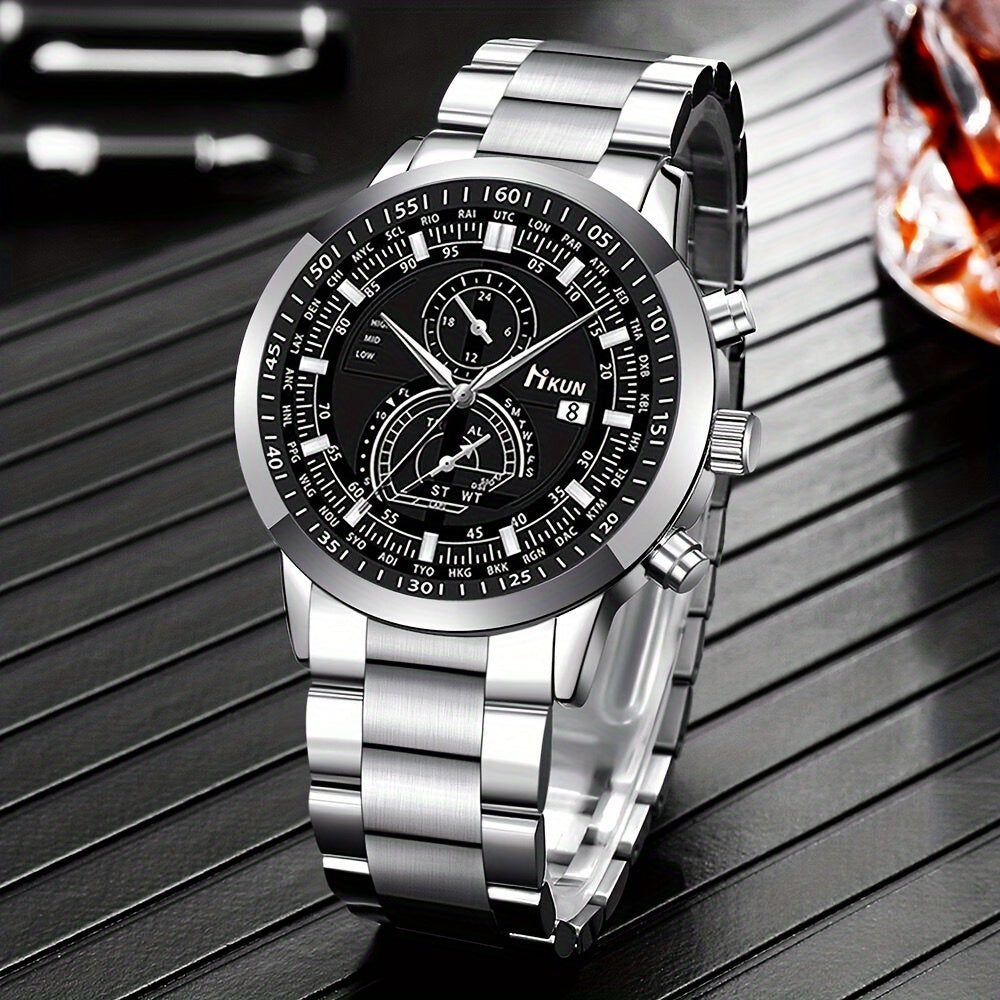 5pcs Men's Gift Box Set, Watch, Wallet, Pen, Keychain plus Glasses Combination, Unique Matching for You, Letting You Release Your Luxurious Temperament