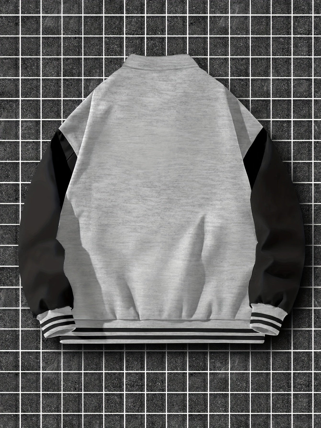 Men's Trendy Casual Baseball Jacket with Unique Print Design - Thick, Warm Polyester, Machine Washable, Collared Style