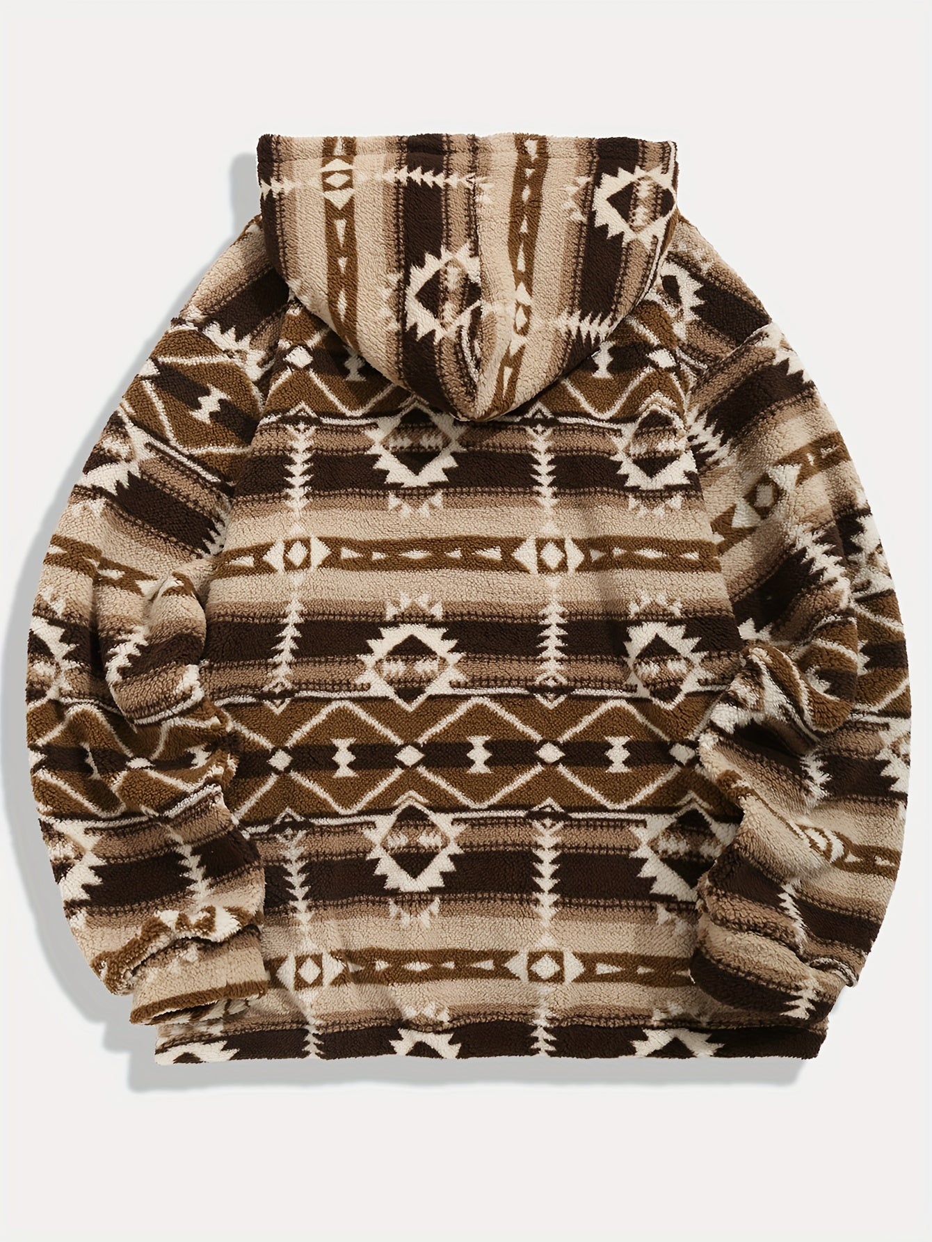 Men'S Fashion Hoodie, Autumn/Winter New Arrival, Ethnic Print, Ultrafine Microfiber, Casual Style, Polyester, Drawstring, Stretchy Knit, Loose Fit, Hooded Sweatshirt