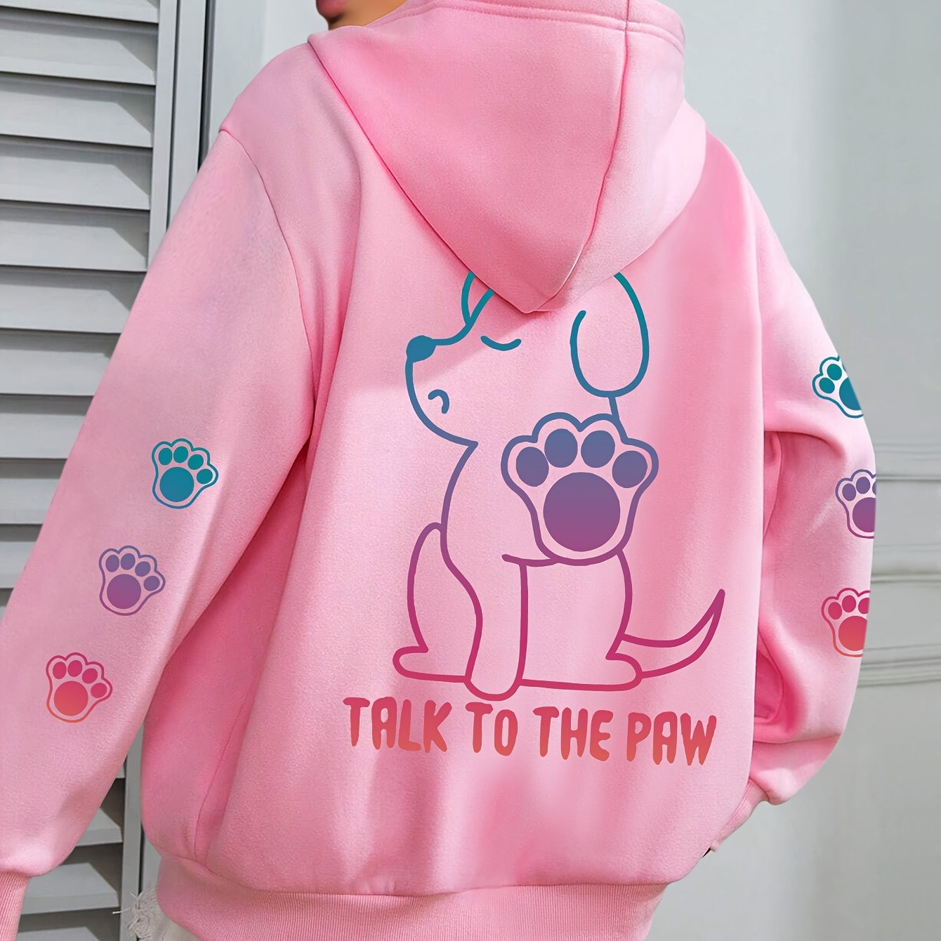 Women's Cozy Puppy Print Hoodie - Casual Long Sleeve with Kangaroo Pocket, Polyester Blend, Machine Washable - Perfect for Fall & Winter