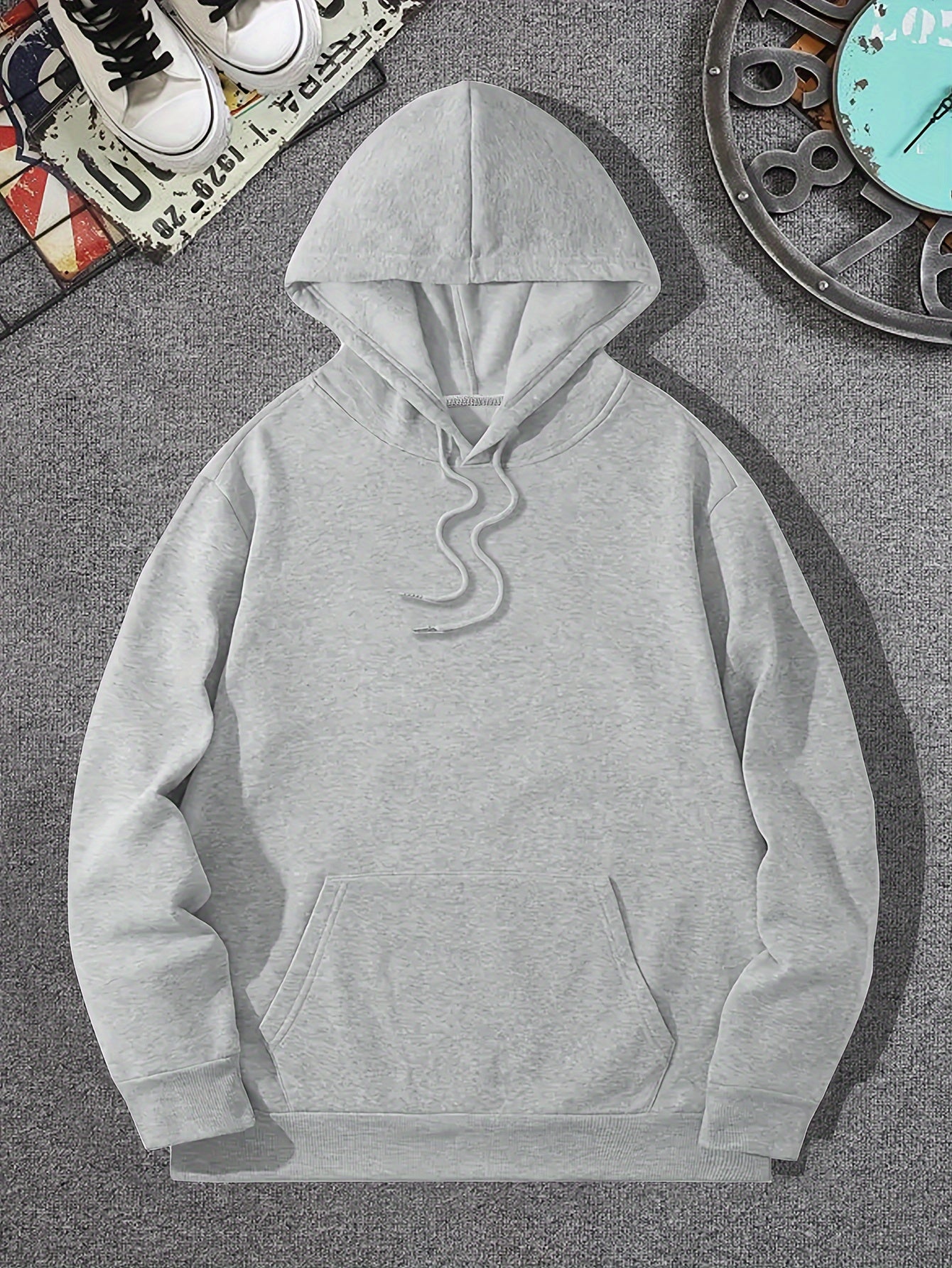 Men's Casual Hoodie with Geometric Print - Drawstring, Kangaroo Pocket Pullover Sweatshirt for Spring/Fall