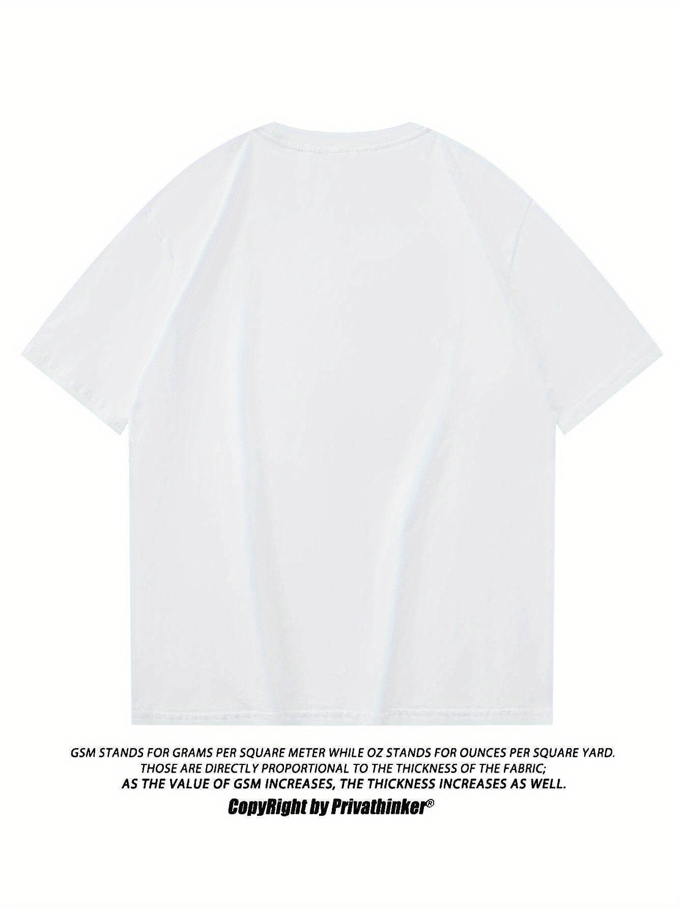 PRIVATHINKER "Domineering A Mighty for Man" Graphic Tee - 100% Cotton, Oversized Casual Hip Hop Style, Short Sleeve T-Shirt with Robot Print, Summer Streetwear for Men and Women