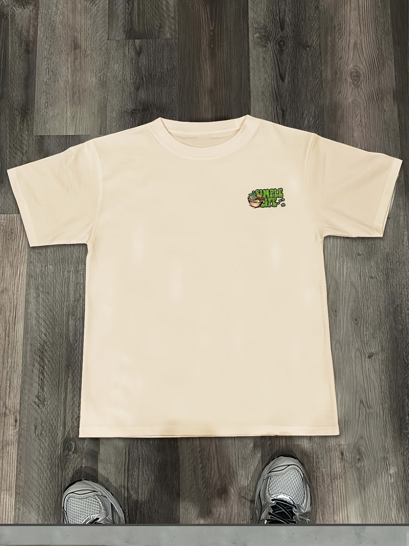 Men's Summer Essential T-Shirt - Casual Street Style with "SUPER GREAT" Cartoon Print, Crew Neck, 100% Polyester Blend, Regular Fit, Machine Washable
