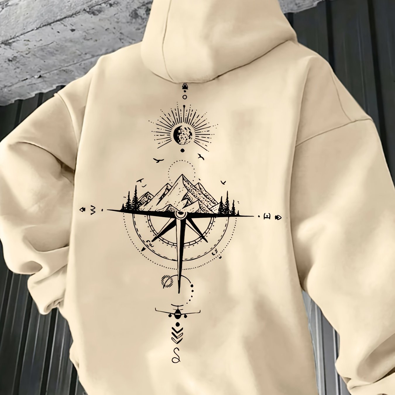 1pc Men'S Autumn Winter Galaxy Print Hooded Sweatshirt, Casual Sports Style French Terry Hoodie with Pocket, Non-Stretch Knit Fabric, Loose Fit
