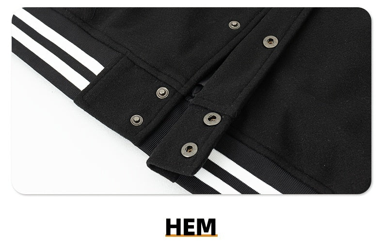 Men's Letter Double-wing Embroidery Varisty Jackets Vintage Long Sleeve PU Leather Patchwork Baseball Coats for Autumn&Winter