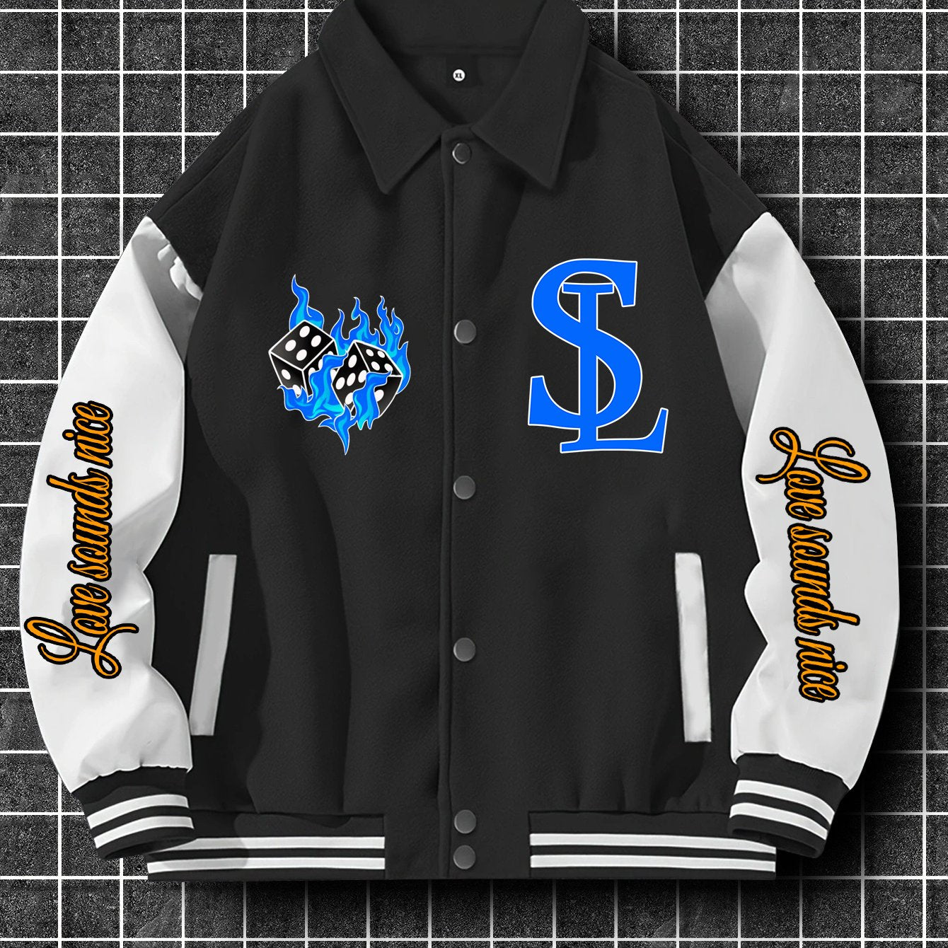 Men's Trendy Casual Baseball Jacket with Unique Print Design - Thick, Polyester, Machine Washable, Button-Up Collar