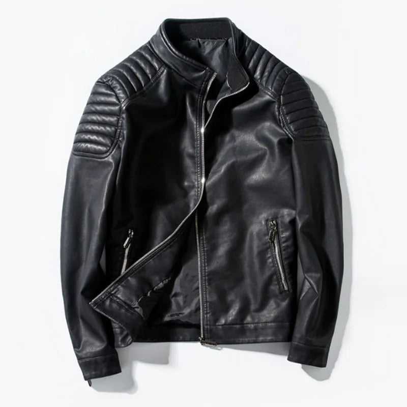 Trend Motorcycle Jacket Spring Mens Fashion Leather Jacket Slim Fit PU Jacket Male Anti-wind Motorcycle Jackets Men Biker Coat