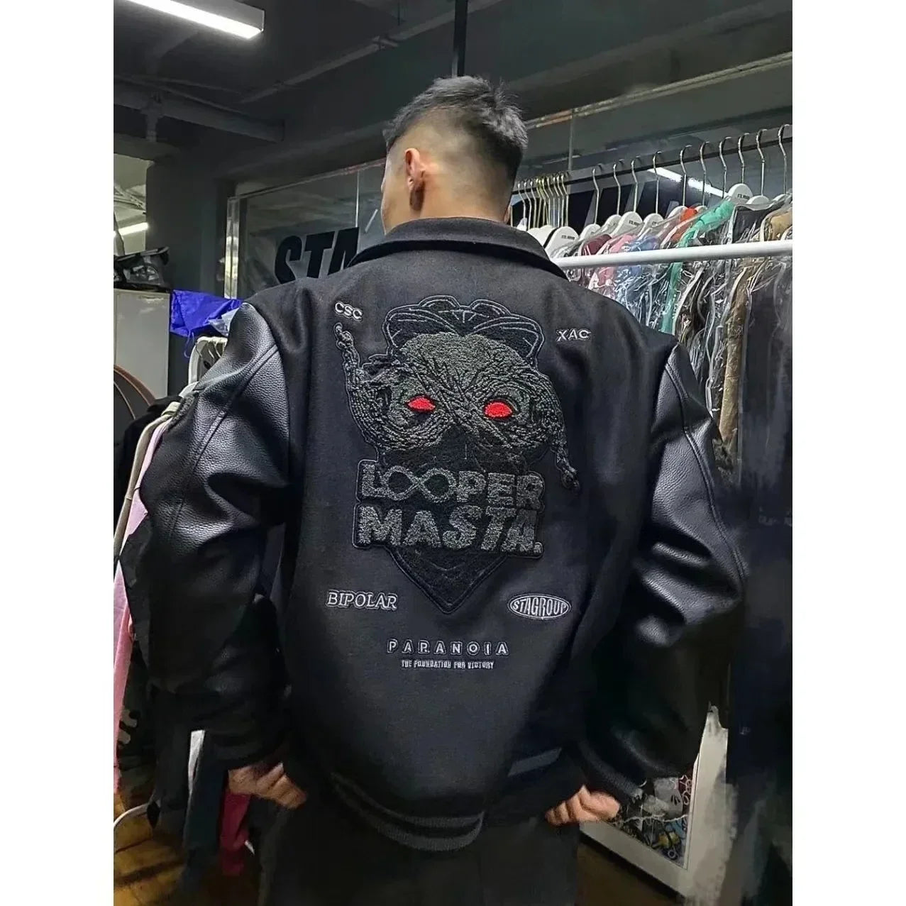 Y2K Retro Trend Leather Jacket Heavy Industry Embroidery Black Short Coats Ins Hot Sale New Men's Baseball Uniform Spring Autumn