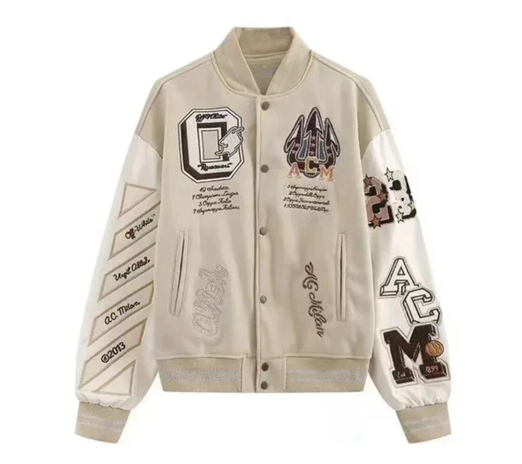 2024 American baseball jacket high street embroidered patchwork printed baseball jacket Tutsi Black Eight trendy street wear