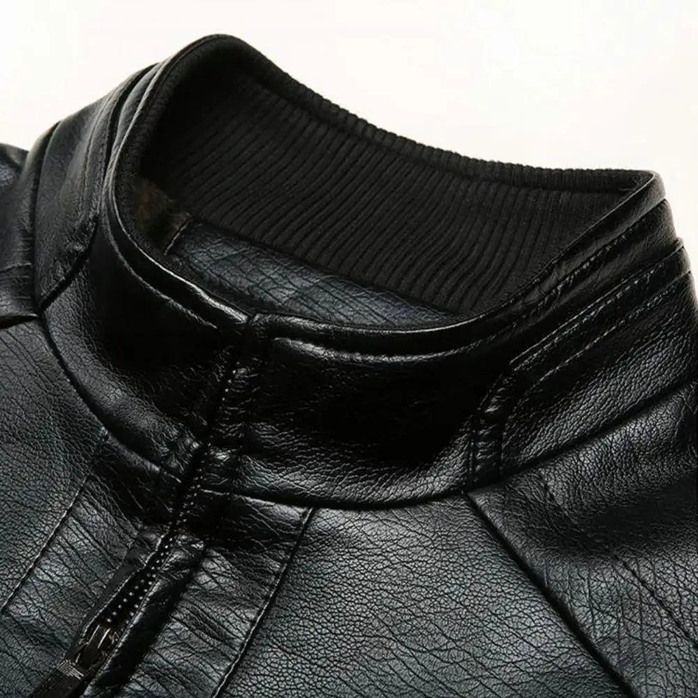 Chaqueta de traje de cuero para hombre, chaqueta ajustada, abrigo de PU, chaqueta de cuero de moda, chaqueta informal, chaquetas, ropa de calle, abrigo con cremallera para hombre