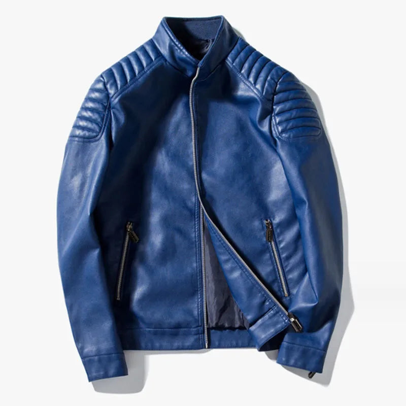 Trend Motorcycle Jacket Spring Mens Fashion Leather Jacket Slim Fit PU Jacket Male Anti-wind Motorcycle Jackets Men Biker Coat