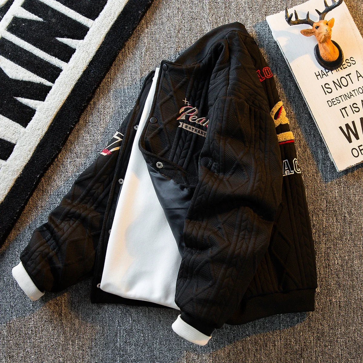Heavy Retro American Vibe Style Baseball Jacket Men 2023 Winter Trendy Brand Bomber Jacket Winter Wear Jackets Coats