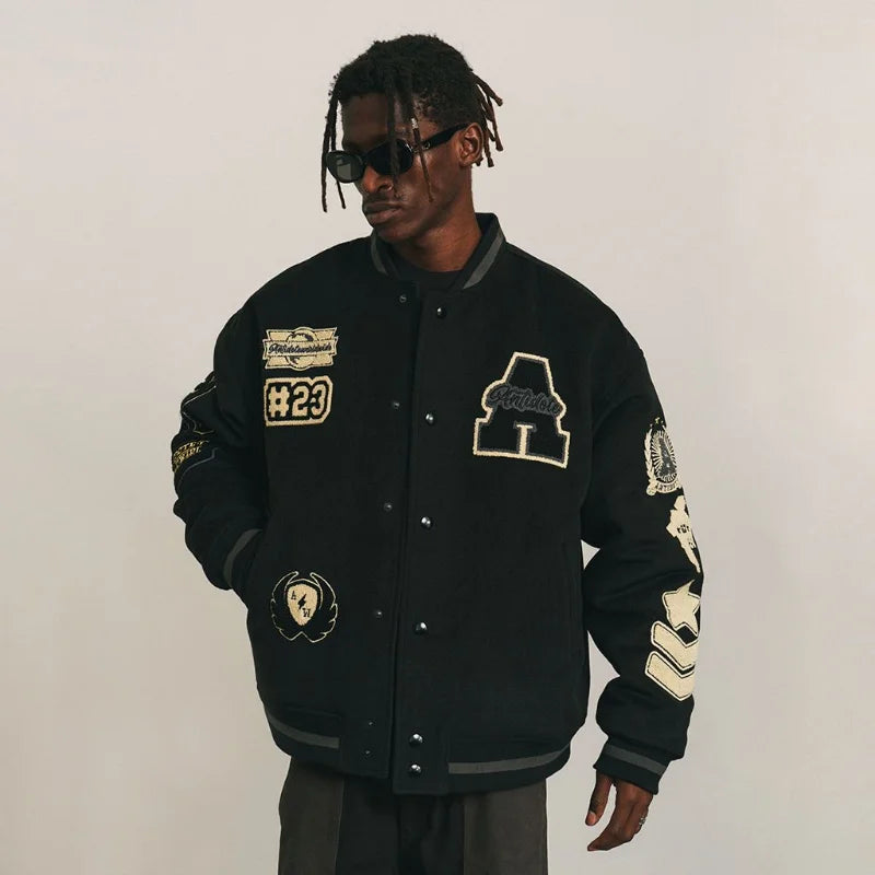 Baseball uniform Y2K men's spring and autumn retro trend leather jacket ins heavy industry embroidery white short coat hot sale