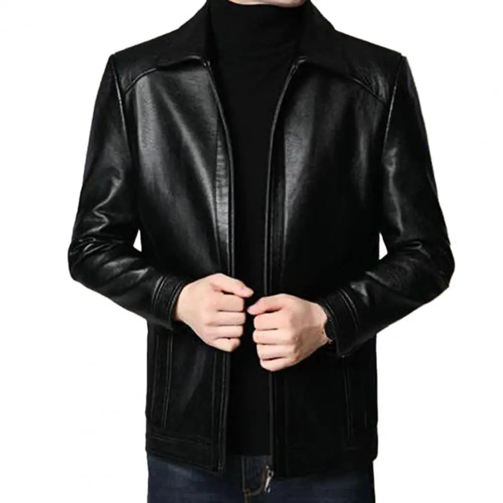 Chaqueta de traje de cuero para hombre, chaqueta ajustada, abrigo de PU, chaqueta de cuero de moda, chaqueta informal, chaquetas, ropa de calle, abrigo con cremallera para hombre