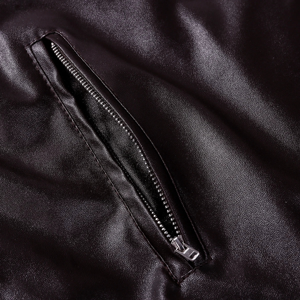 Chaqueta de cuero retro para hombre, chaqueta de motociclista con cuello alto, abrigo entallado con múltiples bolsillos, ropa de abrigo para otoño e invierno