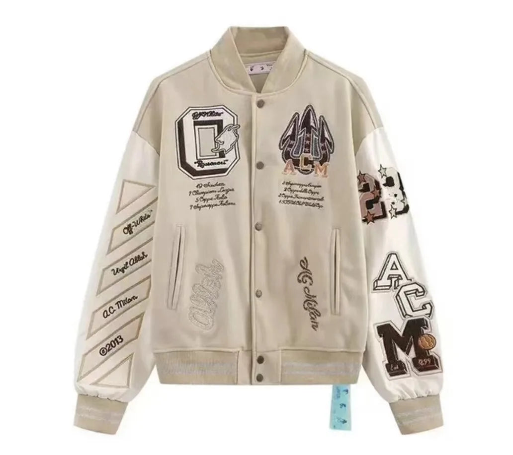 2024 American baseball jacket high street embroidered patchwork printed baseball jacket Tutsi Black Eight trendy street wear