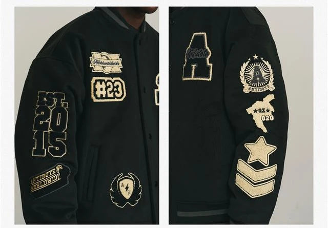 Mens Baseball Jacket Flocked Embroidery Stand Vintage Bomber Jackets High Street Loose Coat Couple Streetwear Spring Autumn New