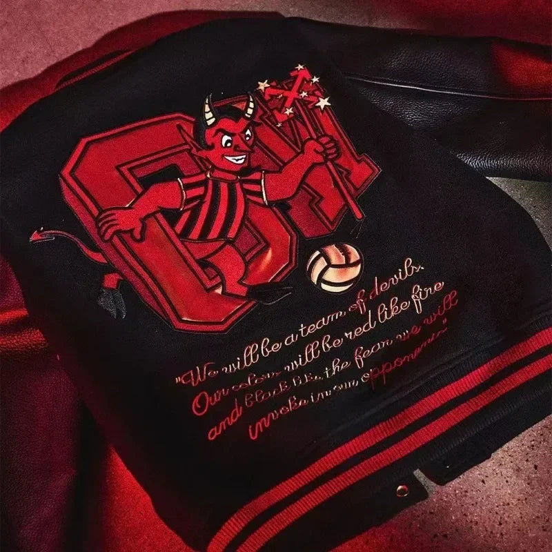 Streetwear Jacket Y2K Mens Hip Hop Cartoon Letter Embroidered Leather Retro Jacket Motorcycle Wear Baseball Jacket Zipper Coats
