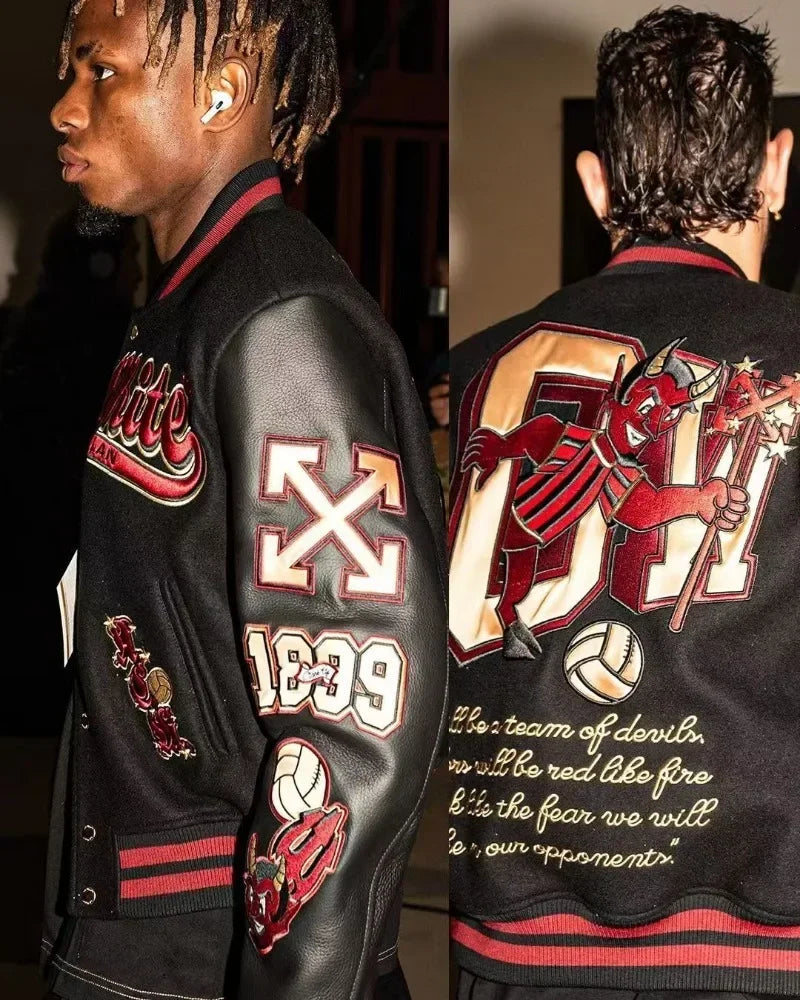 Streetwear Jacket Y2K Mens Hip Hop Cartoon Letter Embroidered Leather Retro Jacket Motorcycle Wear Baseball Jacket Zipper Coats