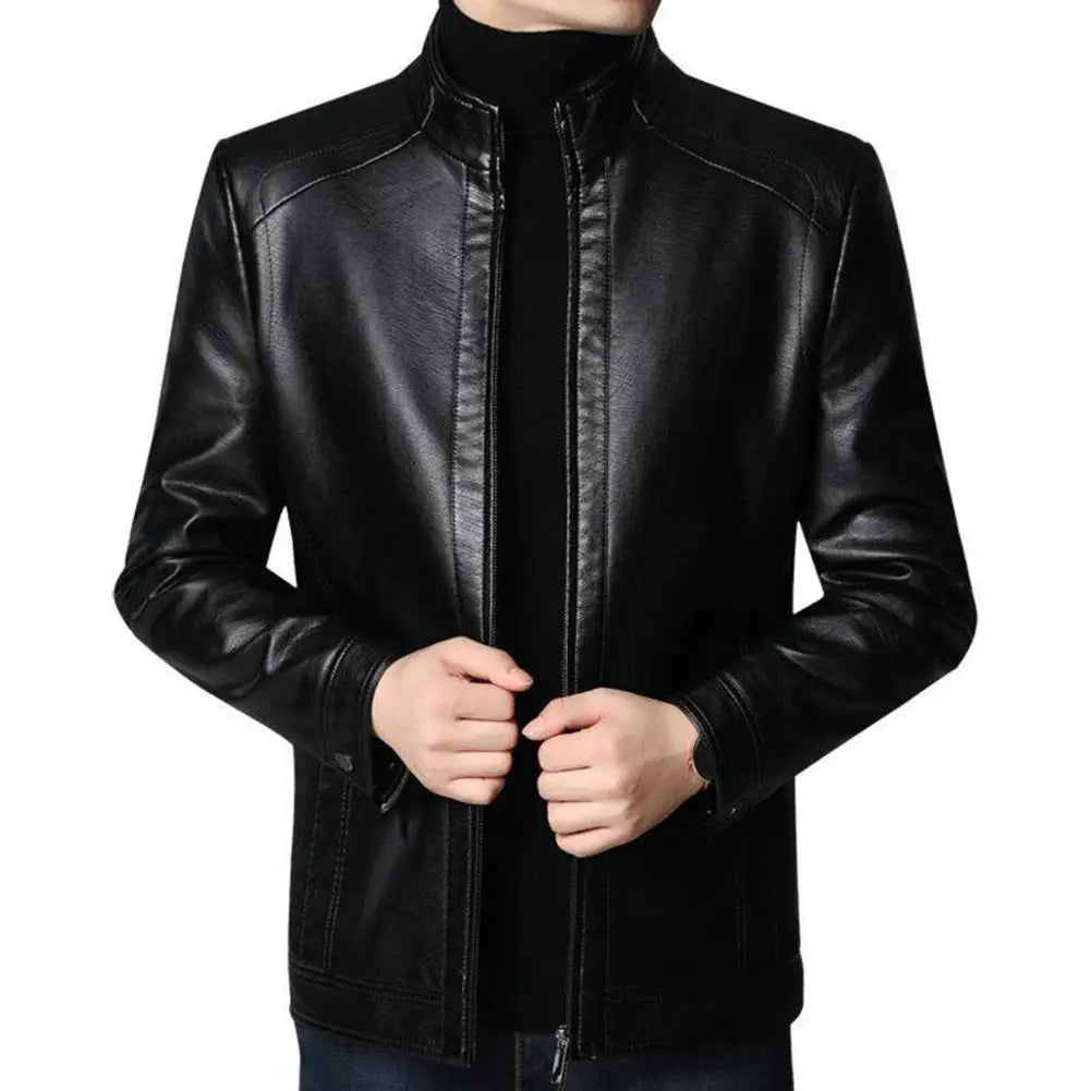 Chaqueta de traje de cuero para hombre, chaqueta ajustada, abrigo de PU, chaqueta de cuero de moda, chaqueta informal, chaquetas, ropa de calle, abrigo con cremallera para hombre