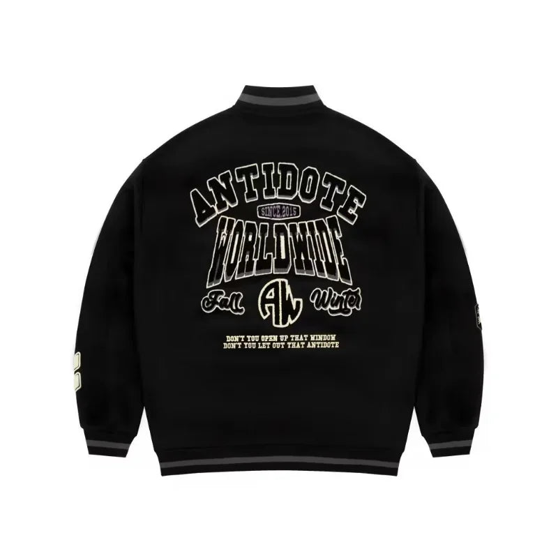 Mens Baseball Jacket Flocked Embroidery Stand Vintage Bomber Jackets High Street Loose Coat Couple Streetwear Spring Autumn New