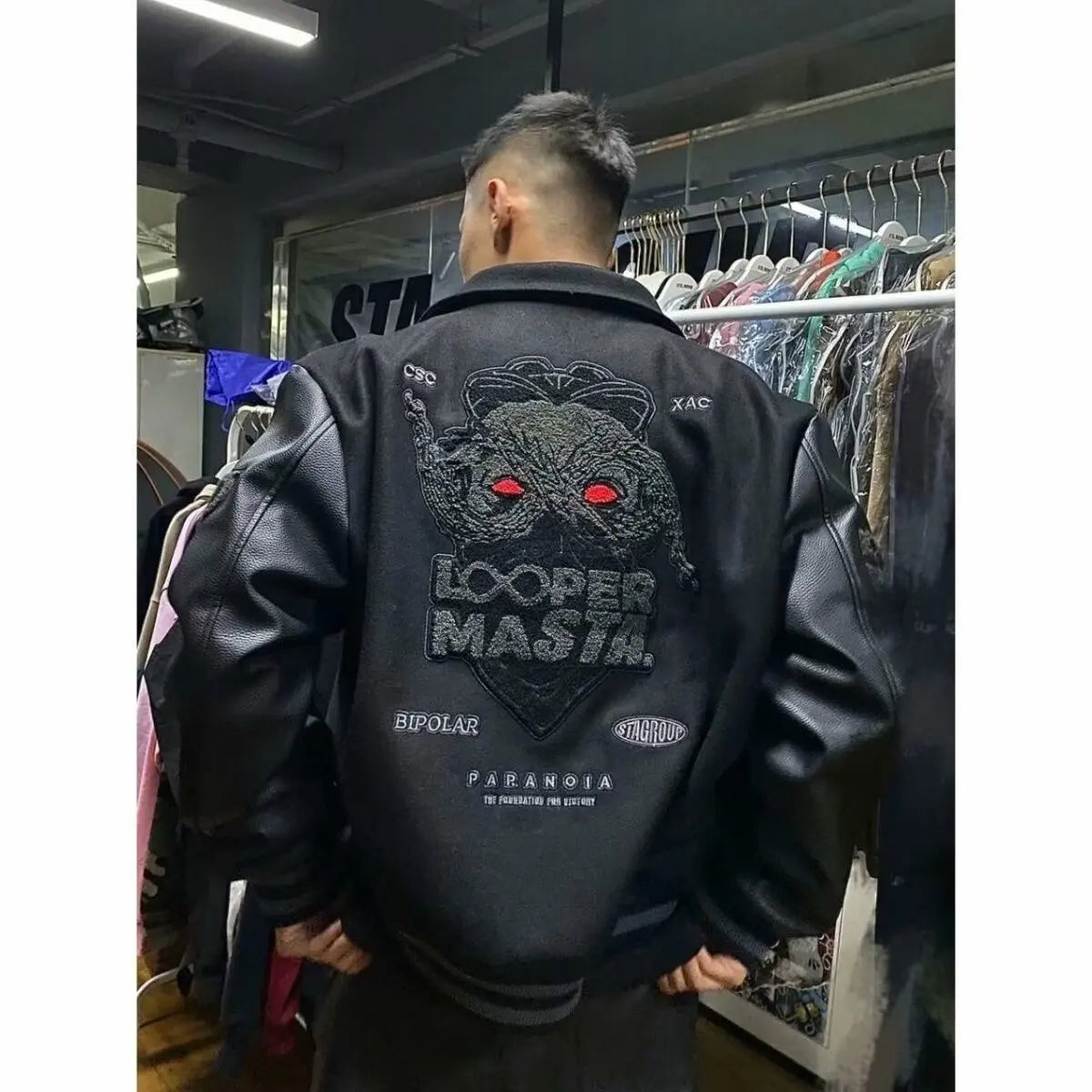 Y2K Retro Trend Leather Jacket Heavy Industry Embroidery Black Short Coats Ins Hot Sale New Men's Baseball Uniform Spring Autumn
