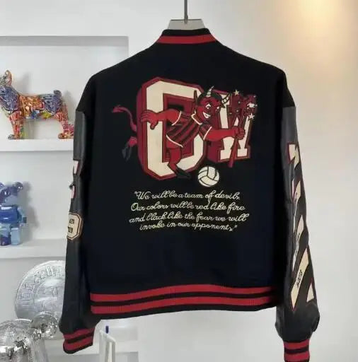 2024 American baseball jacket high street embroidered patchwork printed baseball jacket Tutsi Black Eight trendy street wear