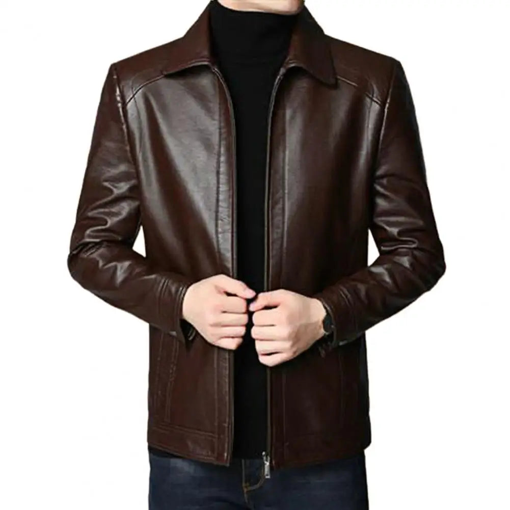 Chaqueta de traje de cuero para hombre, chaqueta ajustada, abrigo de PU, chaqueta de cuero de moda, chaqueta informal, chaquetas, ropa de calle, abrigo con cremallera para hombre