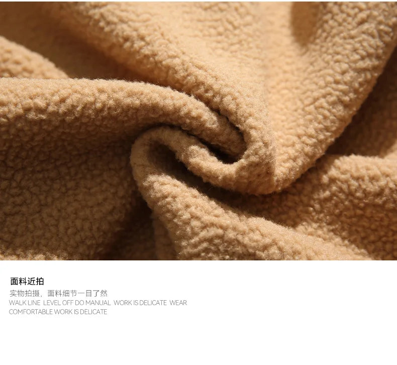 Unisex Lamb Wool Cargo Coat Men Women Cashmere Fleece Baseball Jacket Teen Couple Warm Clothing 2024 Boy Girls Varsity Techwear