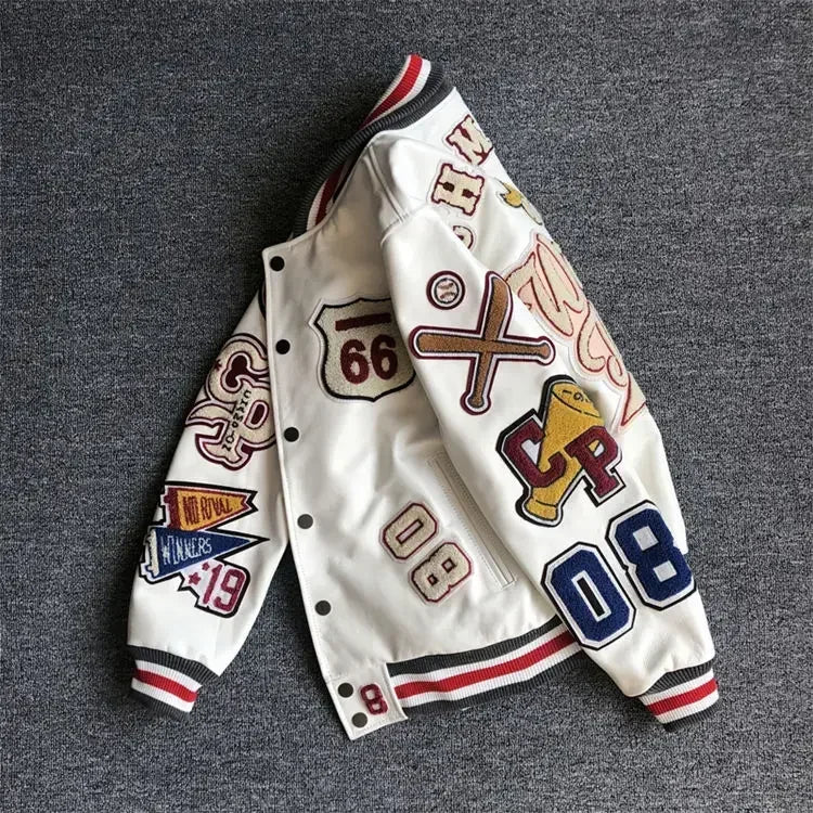 2024 American baseball jacket high street embroidered patchwork printed baseball jacket Tutsi Black Eight trendy street wear