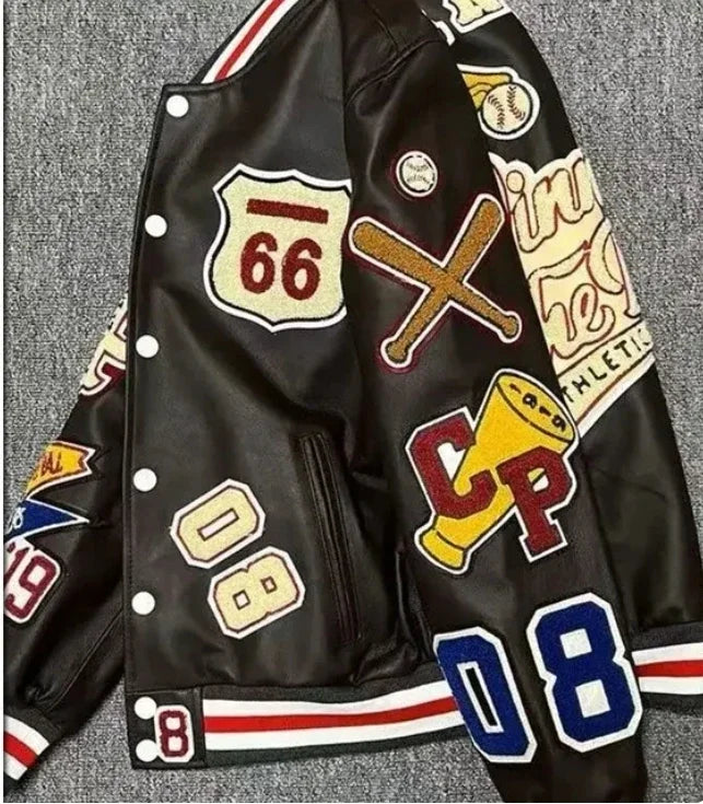 2024 American baseball jacket high street embroidered patchwork printed baseball jacket Tutsi Black Eight trendy street wear