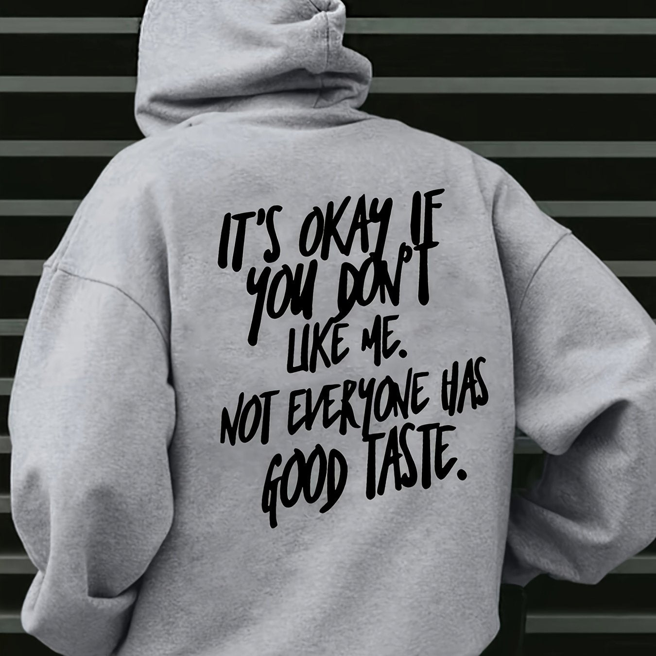 Men's Casual Hoodie with Drawstring & Kangaroo Pocket - Letter Print, Drop Shoulder Design for Everyday & Holiday Wear, Polyester Blend