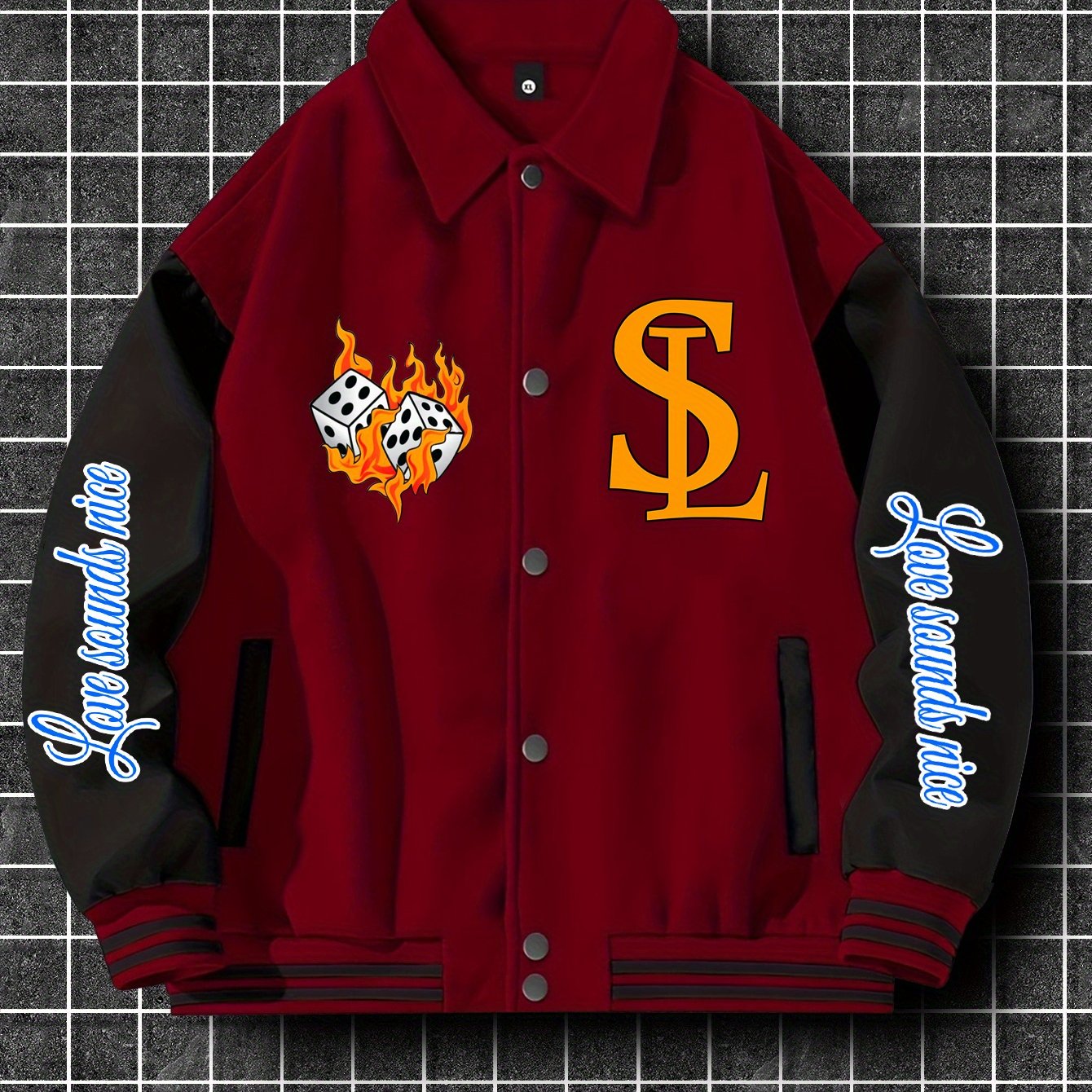 Men's Trendy Casual Baseball Jacket with Unique Print Design - Thick, Polyester, Machine Washable, Button-Up Collar