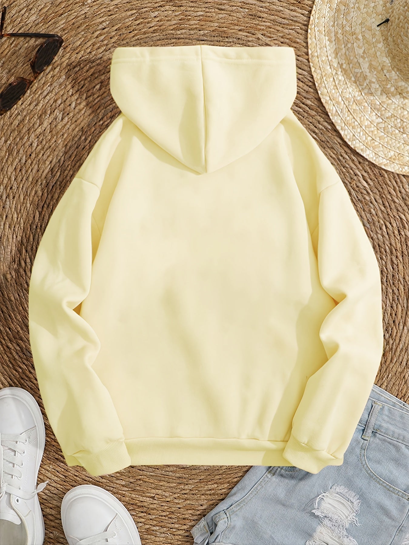Women'S Casual Letter & Bow Print Hoodie, Polyester Stretch Fabric, Regular Fit with Kangaroo Pocket, Fashionable Pullover Sweatshirt for Adults, Winter Knitwear