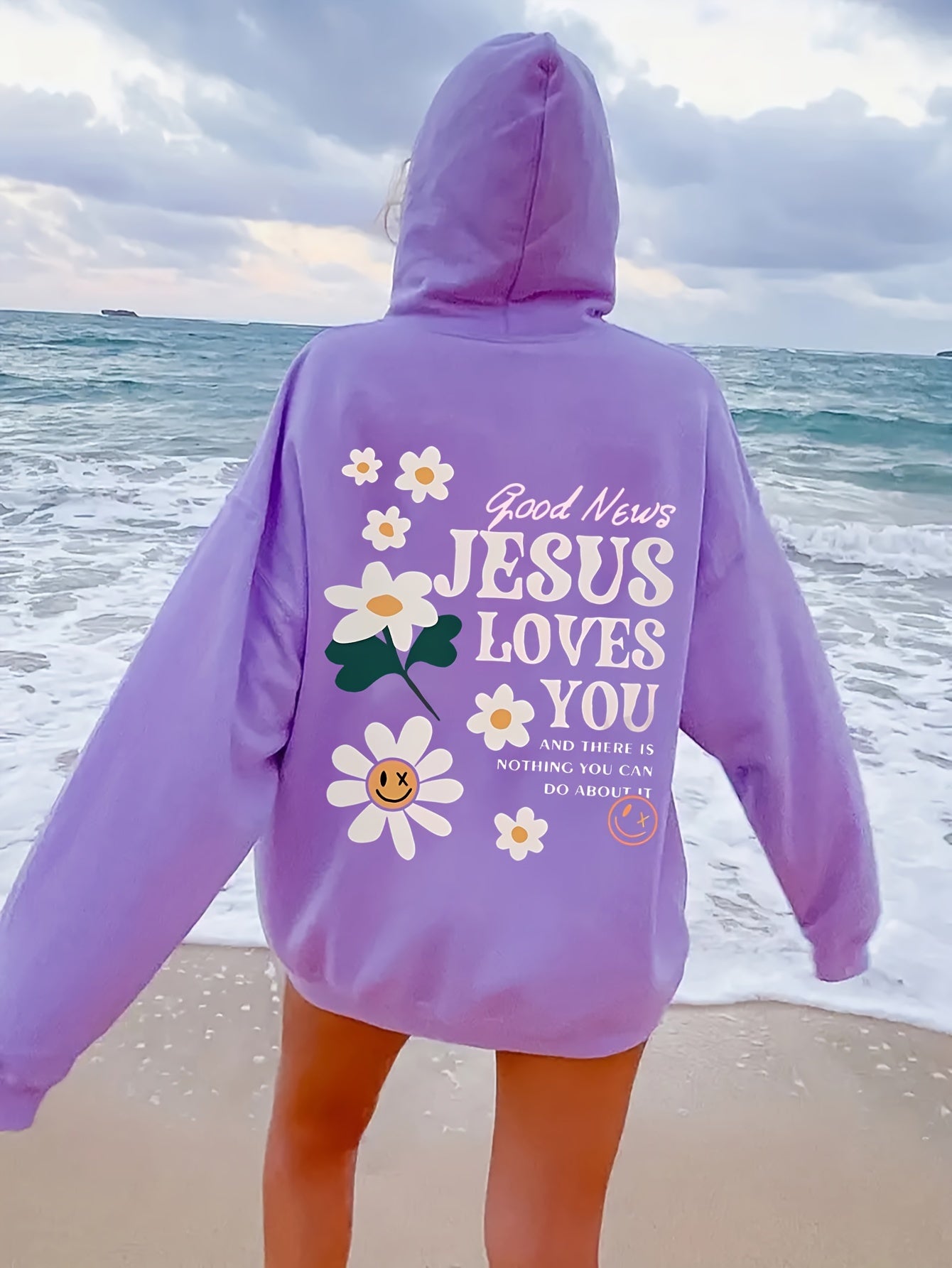 Personalized Letter Flowers Hoodie: Relaxed Regular Fits, Soft and Slightly Stretchable Polyester, Long Sleeve Design - Perfect for Fall/Winter Women