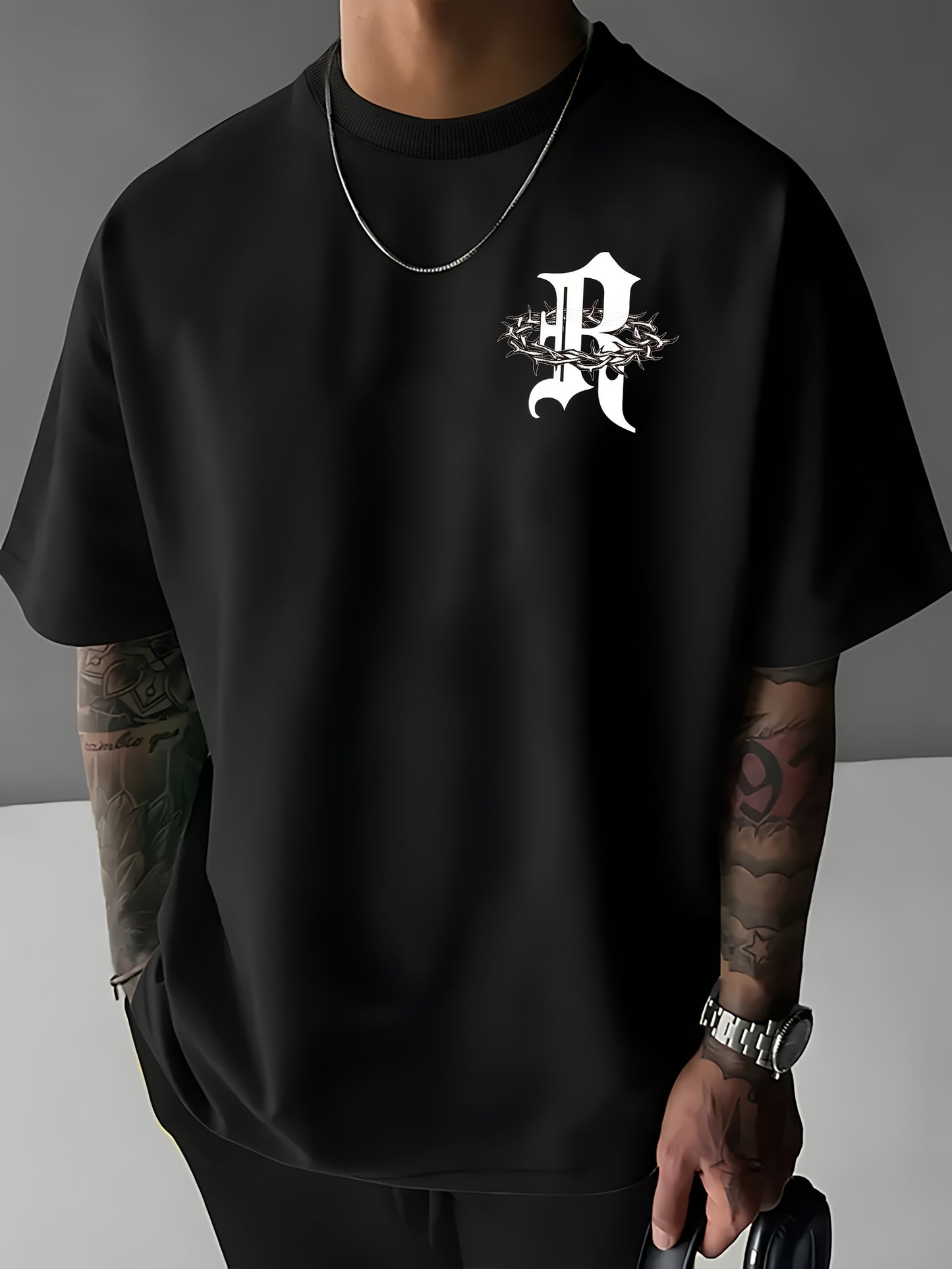Stylish Men's Casual Tee - Soft, Breathable Polyester, Crew Neck, Short Sleeve, Comfort Fit for Spring & Summer, Perfect for Outdoor Activities