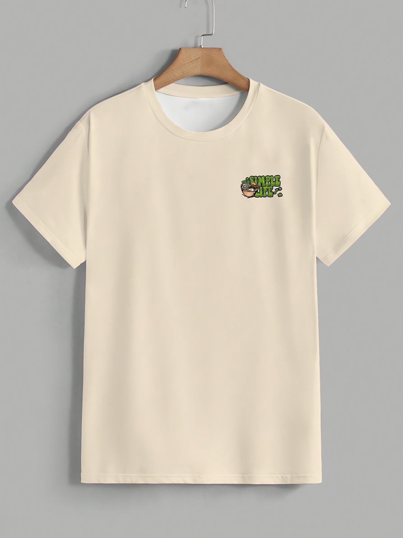 Men's Summer Essential T-Shirt - Casual Street Style with "SUPER GREAT" Cartoon Print, Crew Neck, 100% Polyester Blend, Regular Fit, Machine Washable