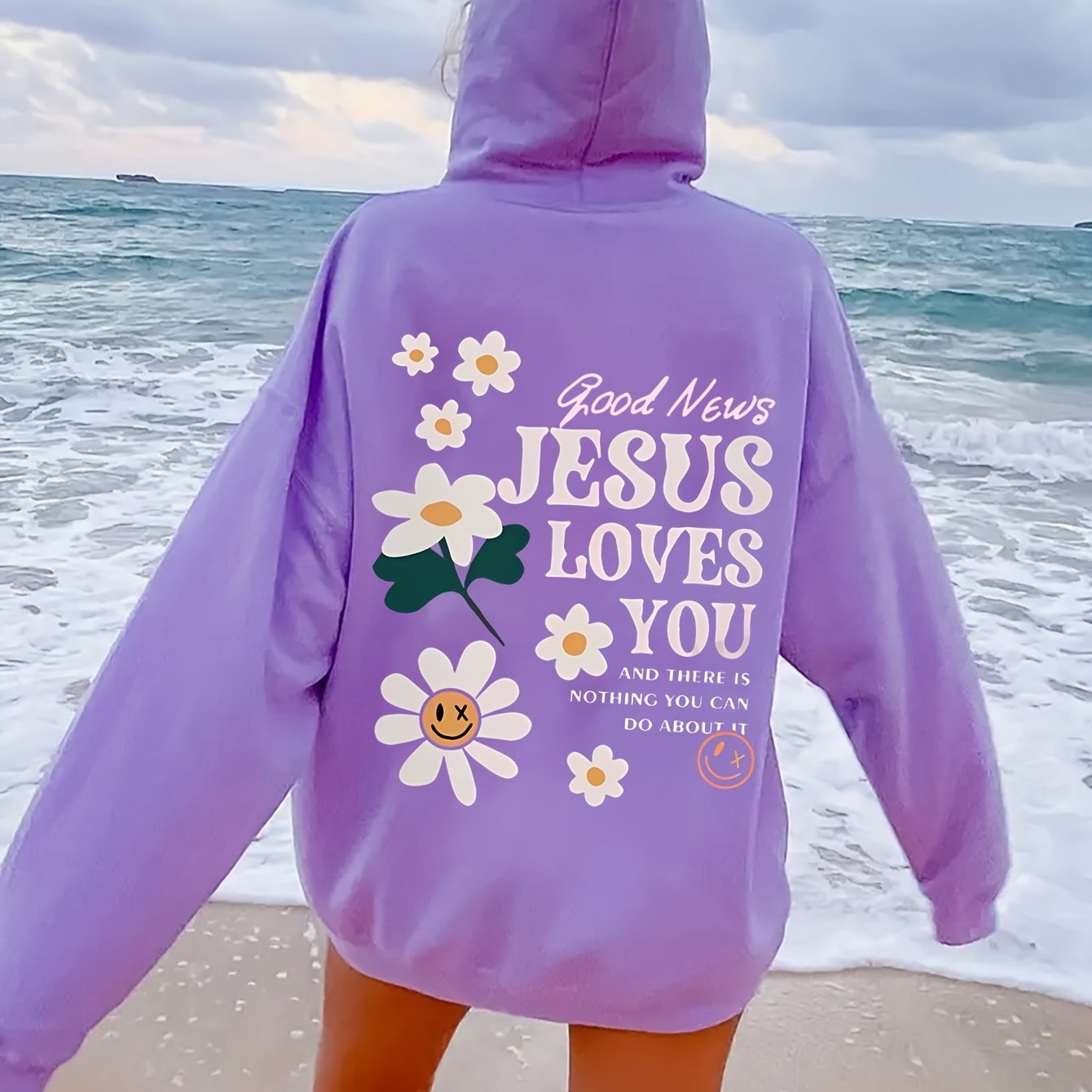 Personalized Letter Flowers Hoodie: Relaxed Regular Fits, Soft and Slightly Stretchable Polyester, Long Sleeve Design - Perfect for Fall/Winter Women