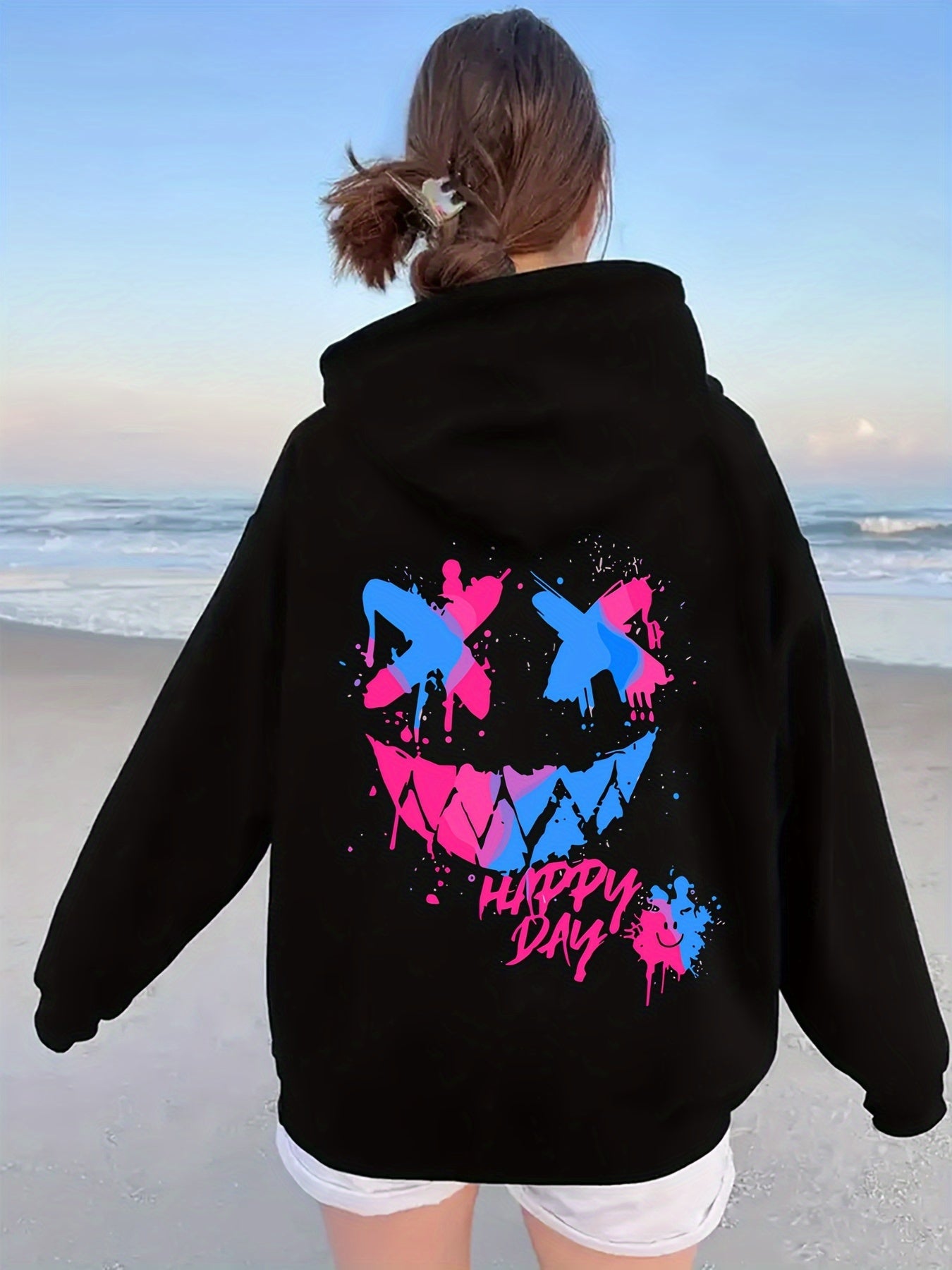 Festive Women's Hoodie: Polyester Blend, Casual Style, Winter Season, Adult Size, Knit Fabric, Printed Design