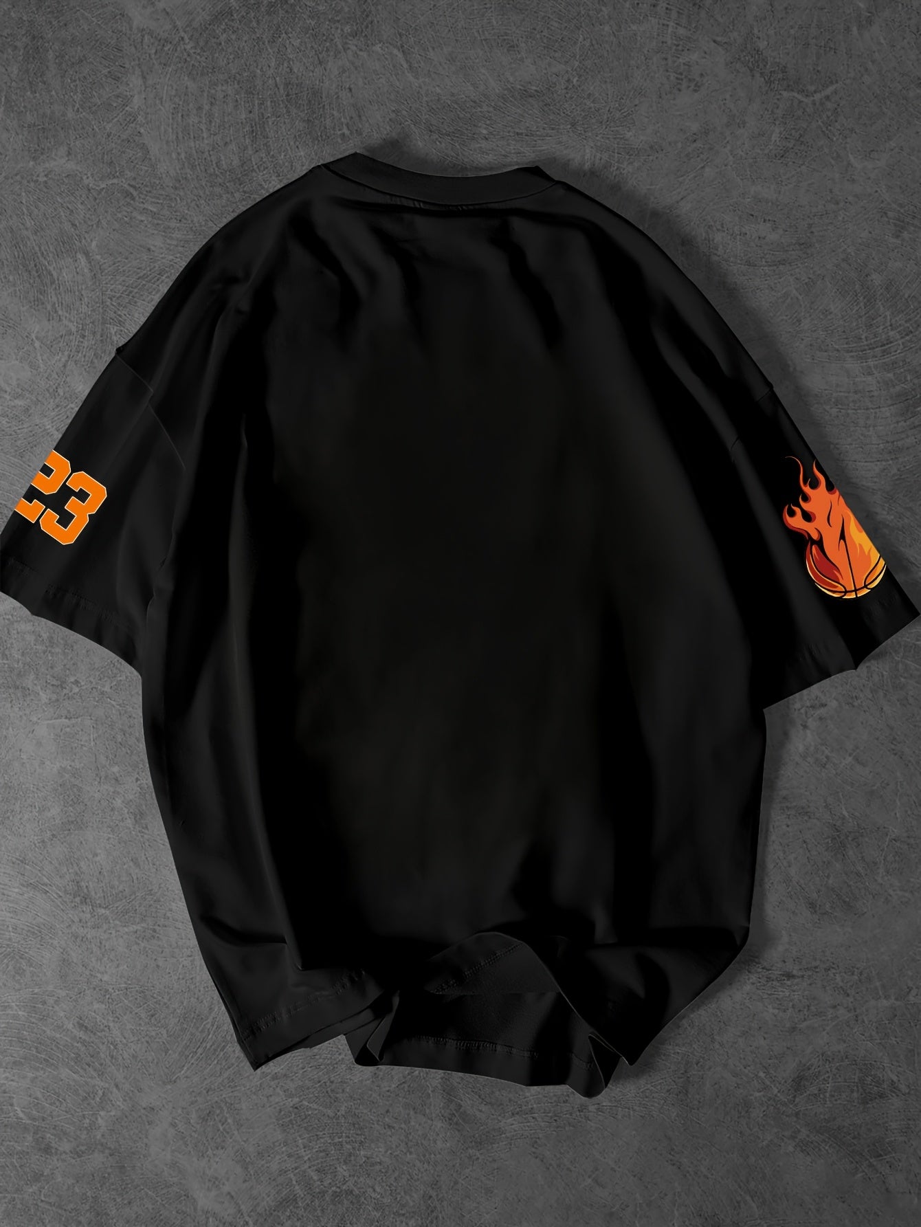 Men'S Casual Basketball Print Crew Neck T-Shirt, Polyester Knit Fabric, Loose Fit, with Slight Stretch, for Summer Tee