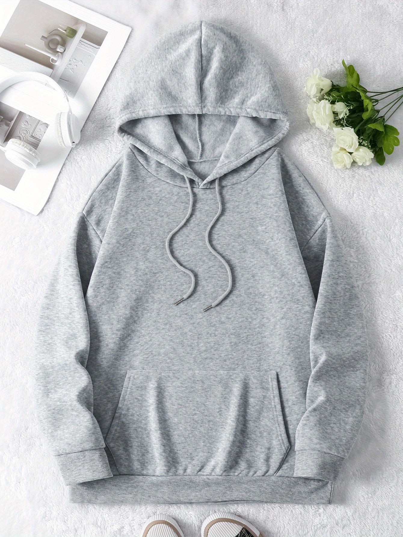 Women's Casual Hoodie with Geometric & Letter Print - Drawstring, Long Sleeve Pullover for Fall/Winter, Machine Washable