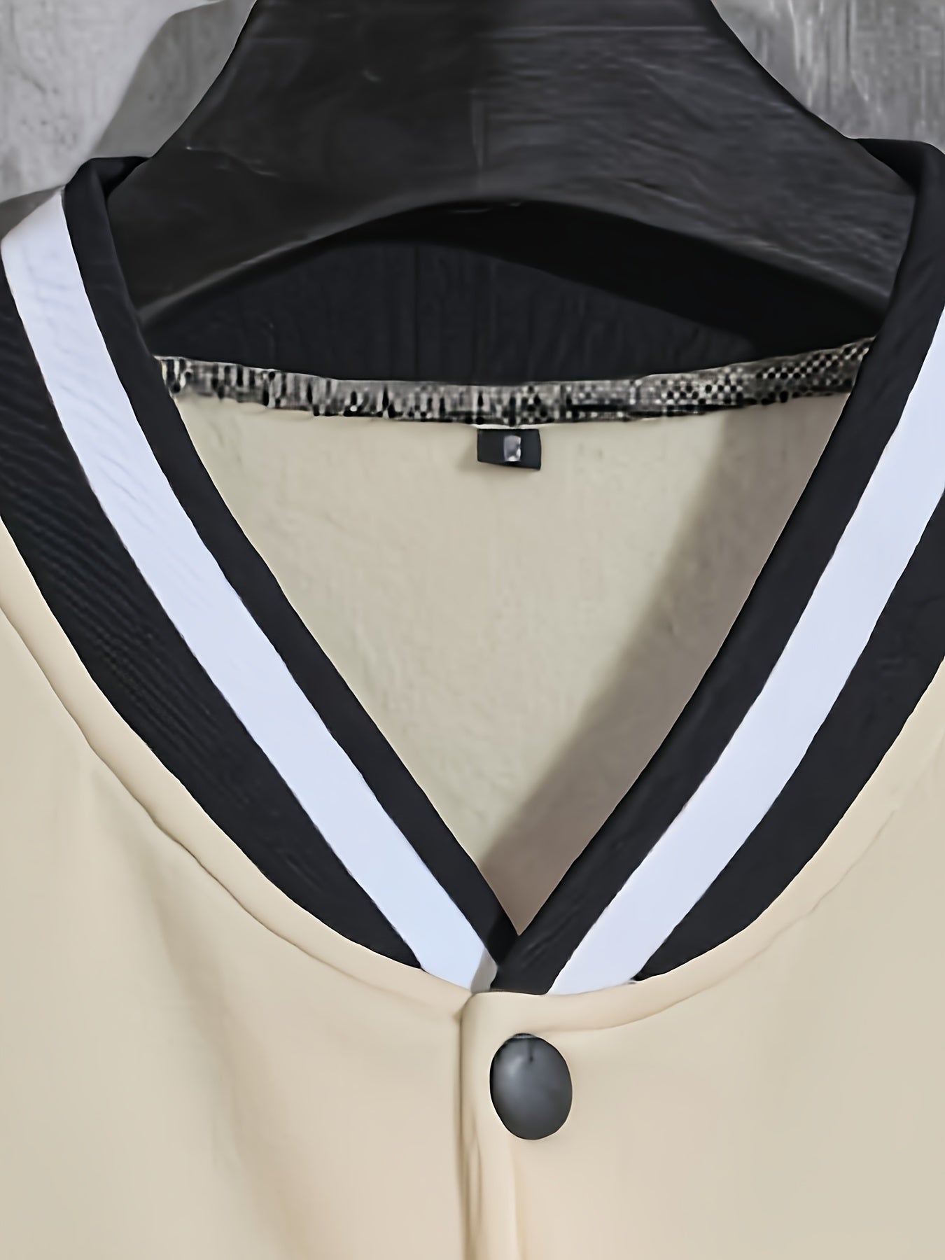 Men'S Casual Baseball Jacket, Polyester 100% Knit Fabric, Long Sleeve with Alphabet Pattern, Regular Length, Button Closure, Baseball Collar, Single Breasted Placket, Loose Fit, 200g/m² Weight - Spring/Fall Fashion
