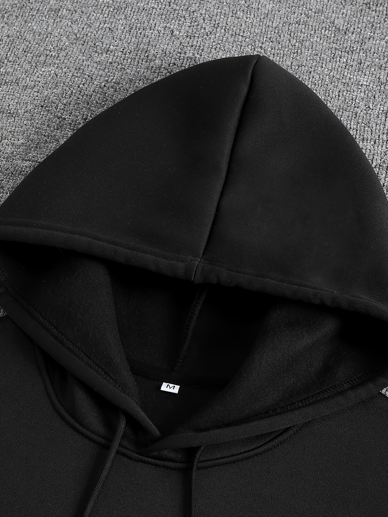 Men's Casual Fleece-Lined Hoodie with Letter Print - Cozy Pullover Sweatshirt, Kangaroo Pocket, Long Sleeve, Polyester Blend