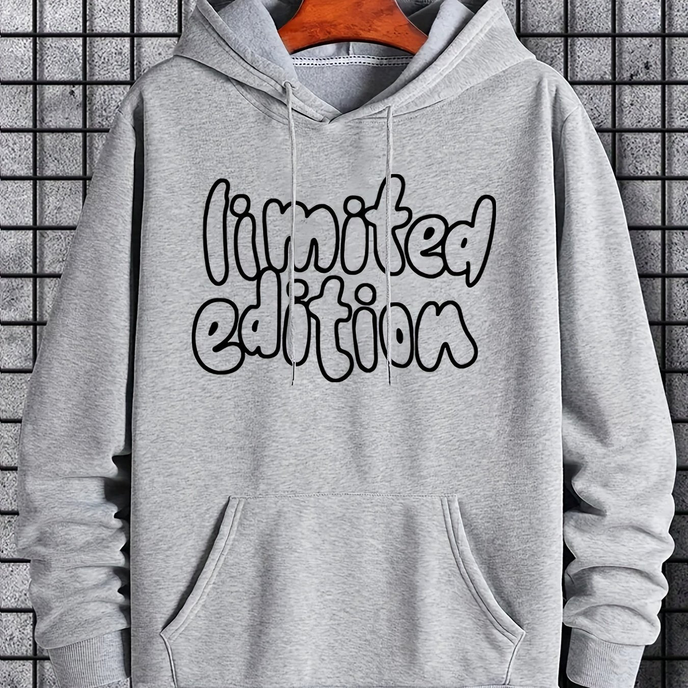 ''Limited Edition'' Graphic Men's Fleece Casual Drawstring Hoodie Sweatshirt Long Sleeve Fashion Hooded Pullover Hoodies With Pocket