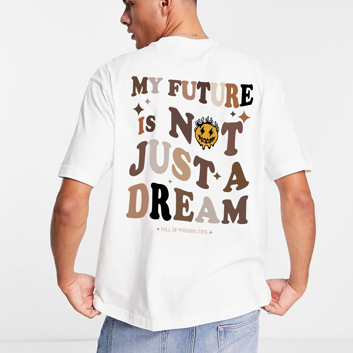 Men's Casual Crew Neck Short Sleeve T-shirt With 'My Future Is Not Just A Dream' Print
