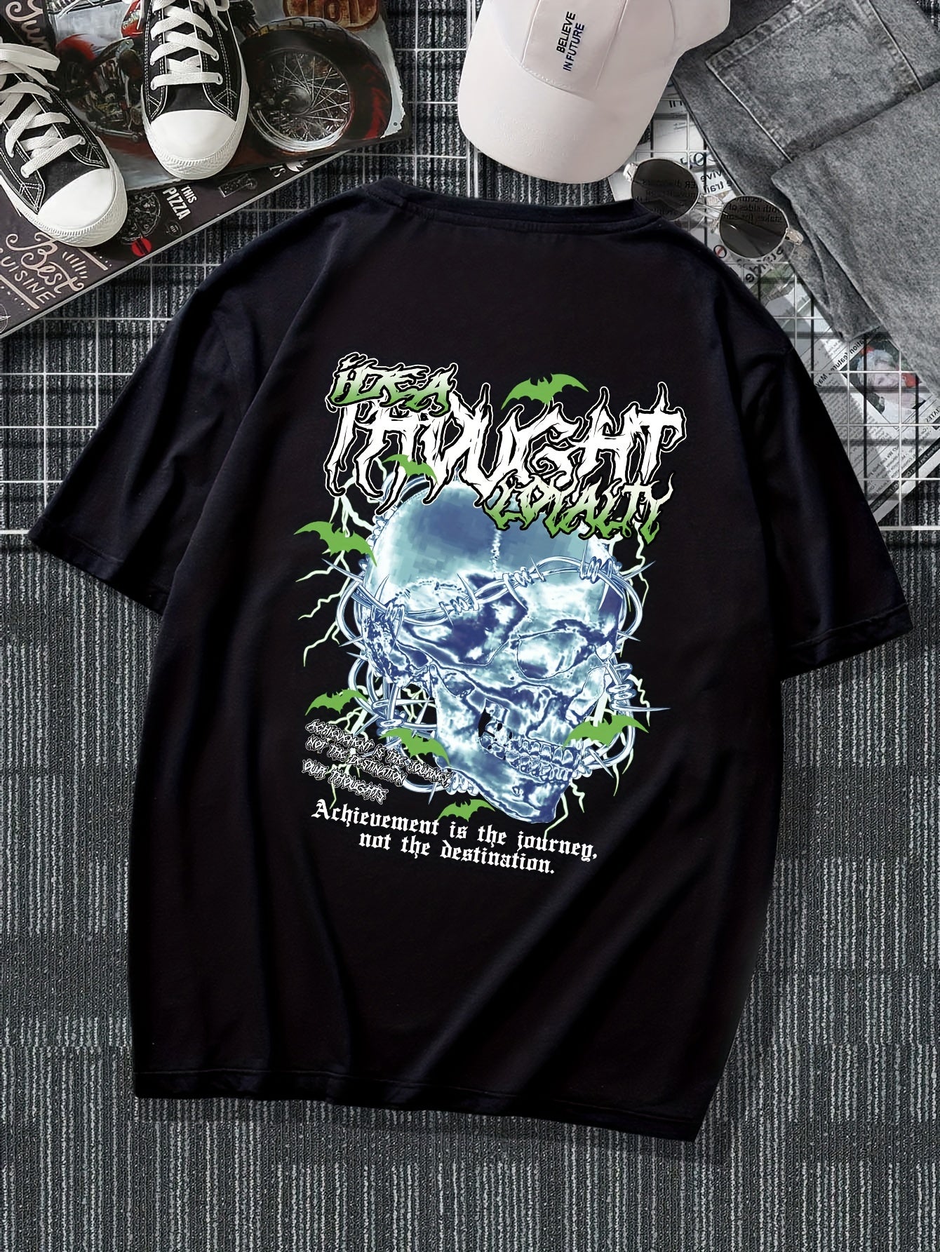 Men's Casual Short-Sleeve T-Shirt - Fashionable Crew Neck, Versatile Streetwear with Gradient Design, Breathable Polyester, Machine Washable
