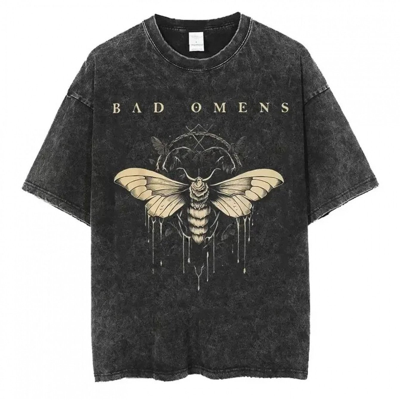 Band 2024 Retro Washed Cotton T-Shirt - Y2K Hip Hop Style, Oversized Casual Tee with Intricate Bee Graphic, Short Sleeve, Round Neck for Men & Women, Music T Shirts