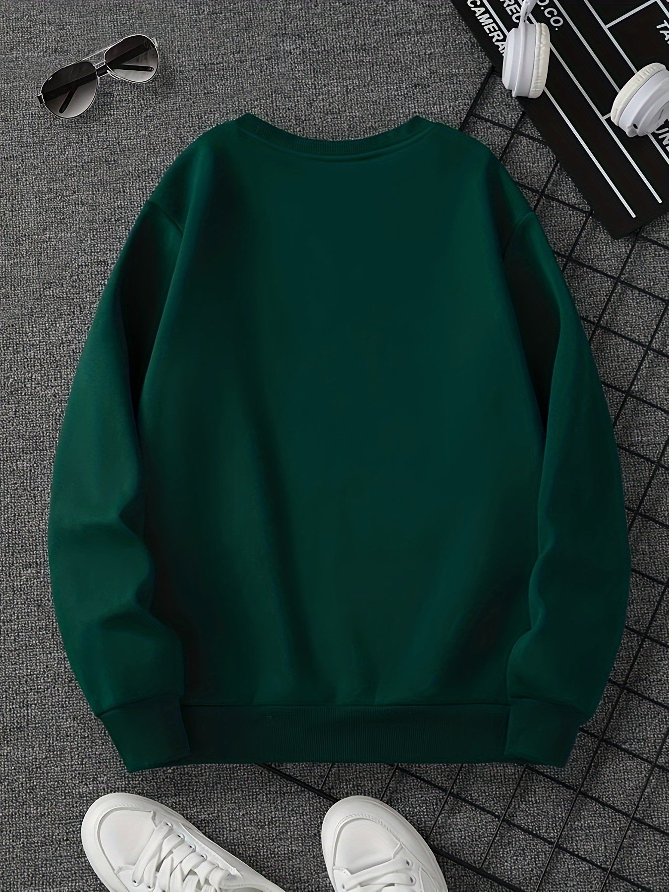Brooklyn 1889 Graphic Crew Neck Sweatshirt - Casual Style French Terry Polyester 100% Non-Stretch Knit Fabric, Loose Fit Alphabet Patterned Pullover for Men